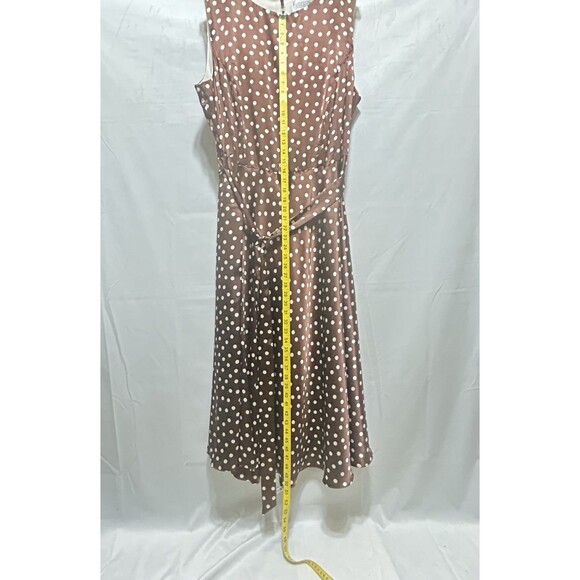 Jessica Howard Womens 24 Brown Polka Dot Maxi Dress with Belt - Picture 5 of 9